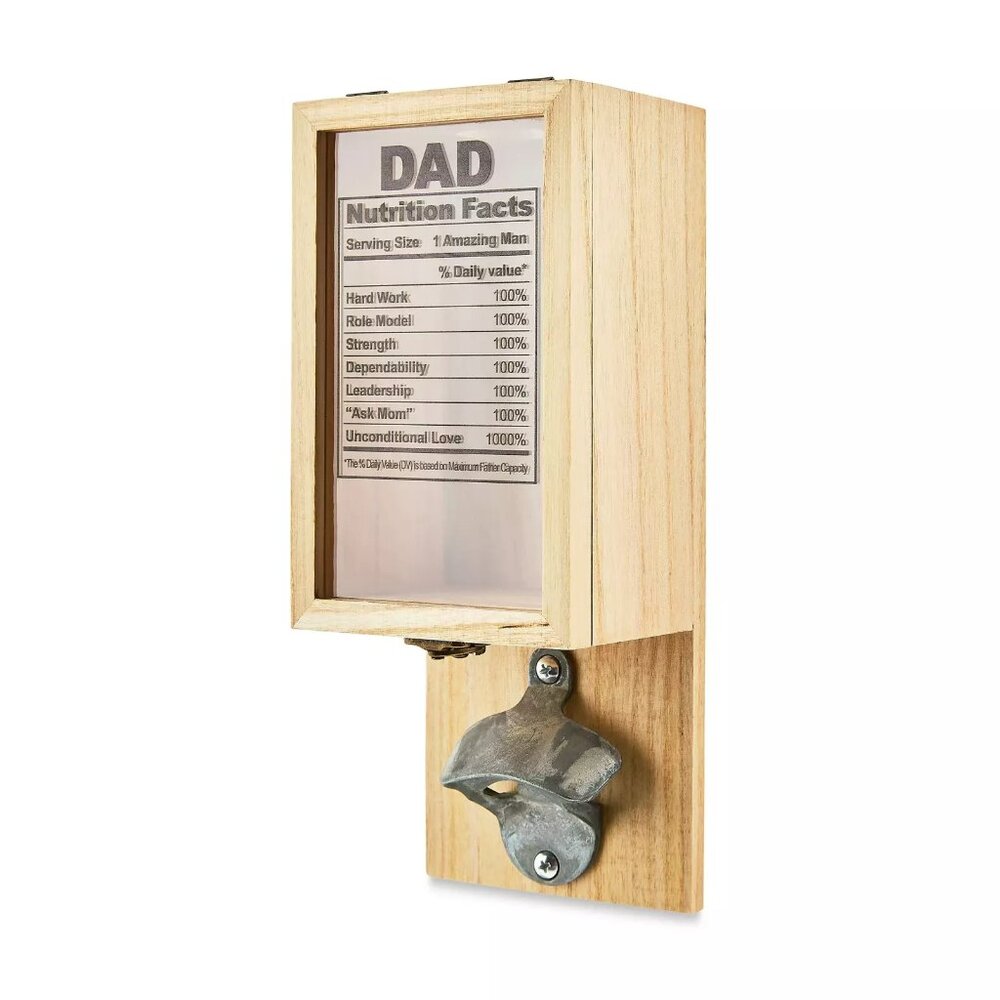 Way To Celebrate! Father's Day Dad Nutrition Bottle Cap Collector - Wooden Case